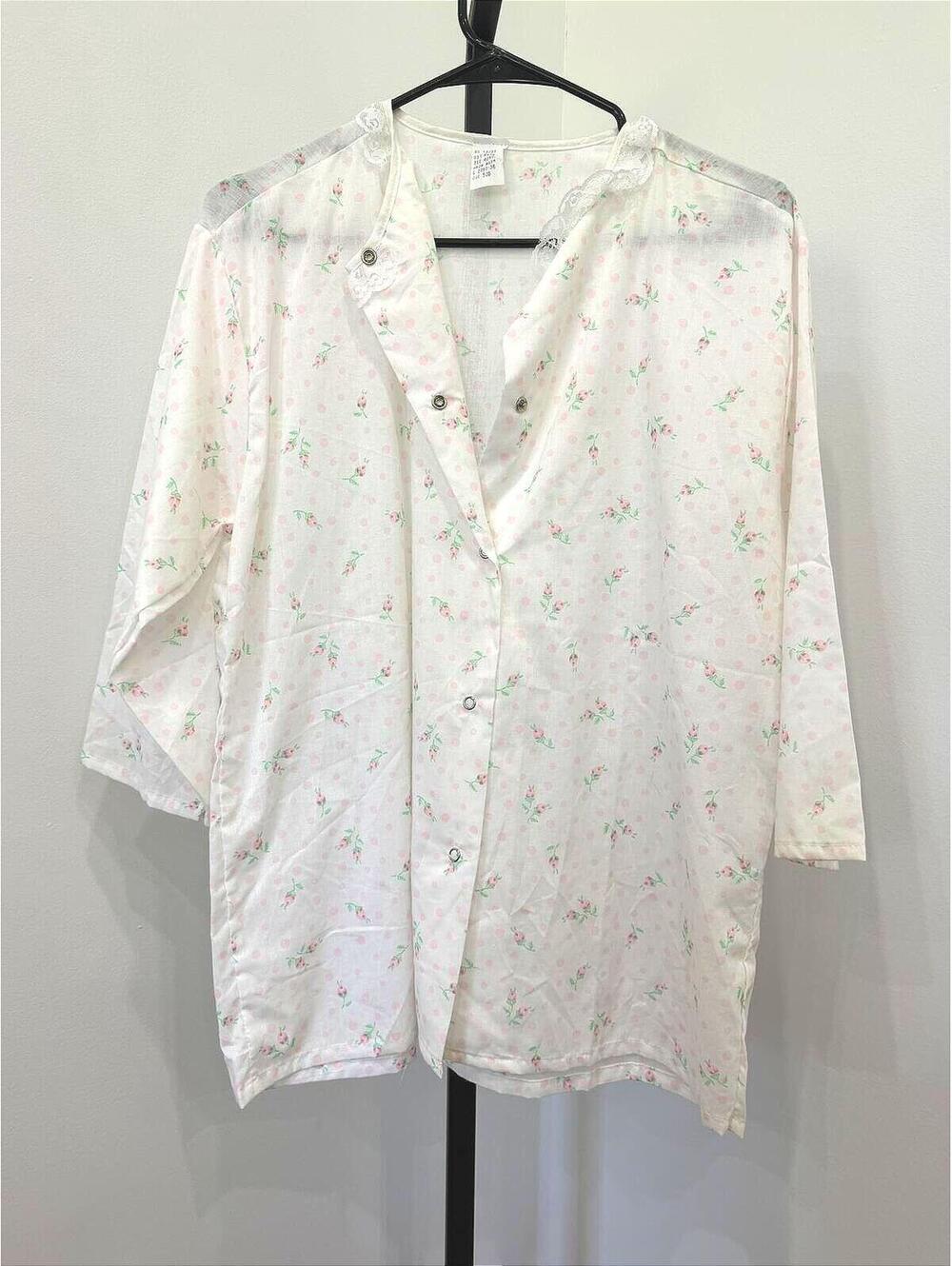 Vintage Night Lightweight White Floral Button-Up Shirt